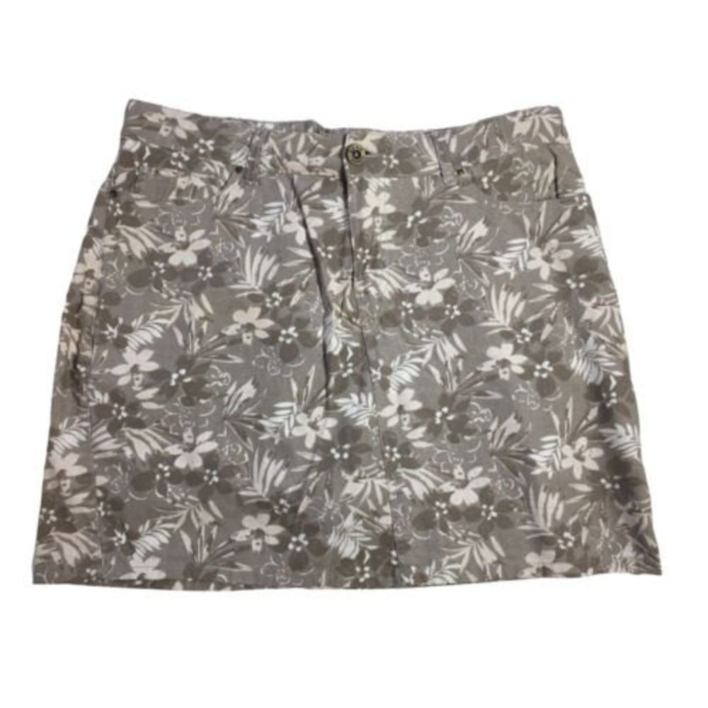 Beau Dawson 12P Floral Skort Skirt Built In Shorts Pockets Zipper Linen/Cotton